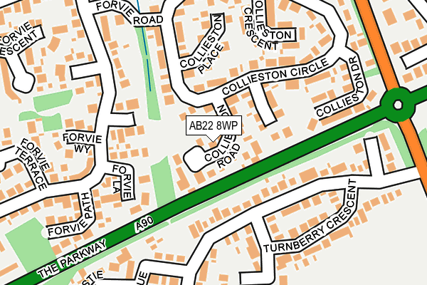 AB22 8WP map - OS OpenMap – Local (Ordnance Survey)