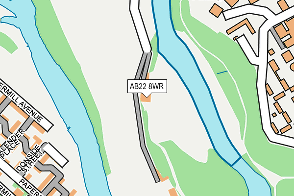 AB22 8WR map - OS OpenMap – Local (Ordnance Survey)