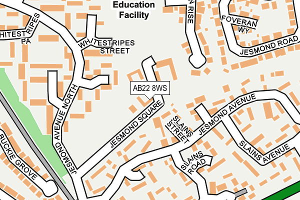 AB22 8WS map - OS OpenMap – Local (Ordnance Survey)