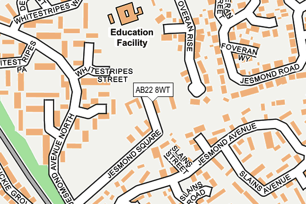 AB22 8WT map - OS OpenMap – Local (Ordnance Survey)