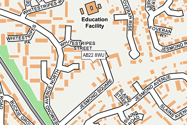 AB22 8WU map - OS OpenMap – Local (Ordnance Survey)