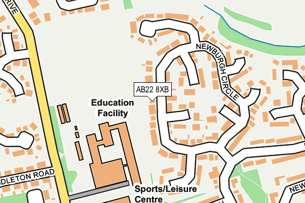 AB22 8XB map - OS OpenMap – Local (Ordnance Survey)