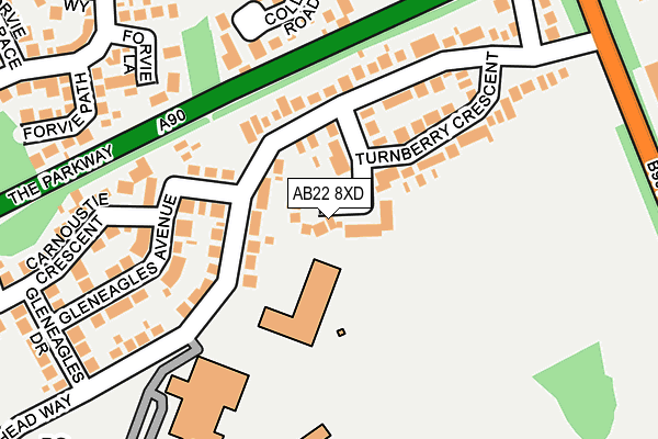 AB22 8XD map - OS OpenMap – Local (Ordnance Survey)