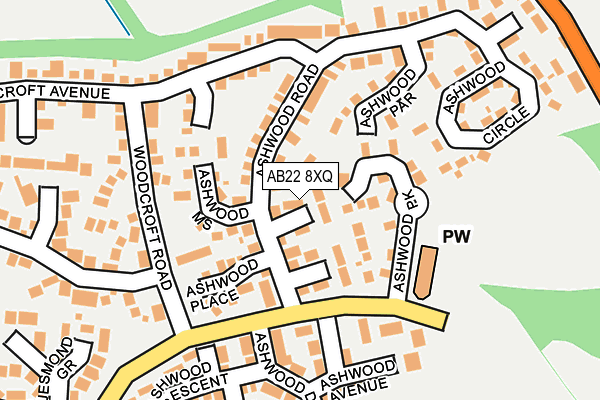 AB22 8XQ map - OS OpenMap – Local (Ordnance Survey)