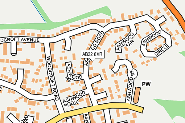 AB22 8XR map - OS OpenMap – Local (Ordnance Survey)
