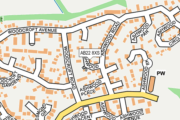 AB22 8XS map - OS OpenMap – Local (Ordnance Survey)
