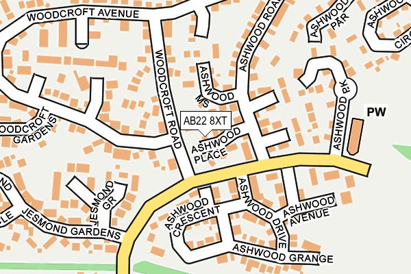 AB22 8XT map - OS OpenMap – Local (Ordnance Survey)