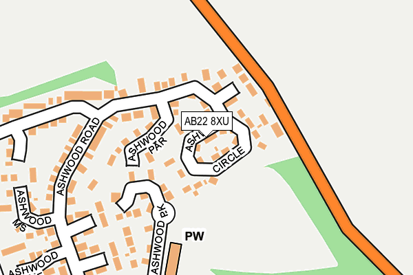 AB22 8XU map - OS OpenMap – Local (Ordnance Survey)
