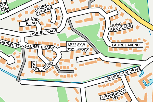 AB22 8XW map - OS OpenMap – Local (Ordnance Survey)