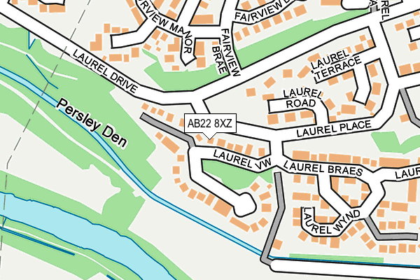 AB22 8XZ map - OS OpenMap – Local (Ordnance Survey)