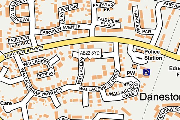 AB22 8YD map - OS OpenMap – Local (Ordnance Survey)