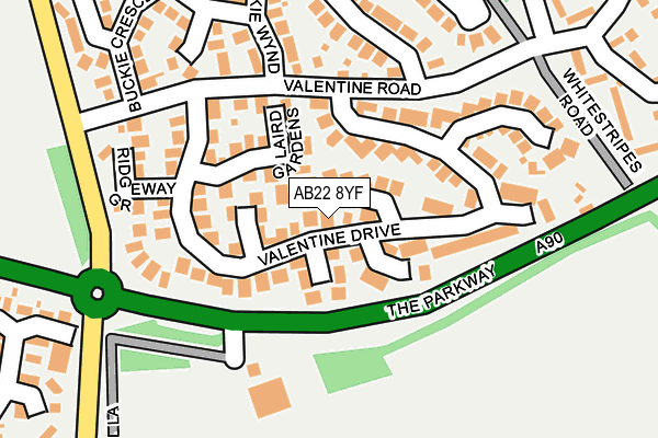 AB22 8YF map - OS OpenMap – Local (Ordnance Survey)