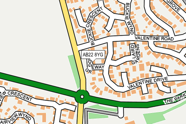AB22 8YG map - OS OpenMap – Local (Ordnance Survey)