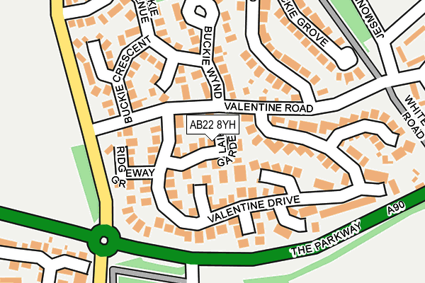 AB22 8YH map - OS OpenMap – Local (Ordnance Survey)