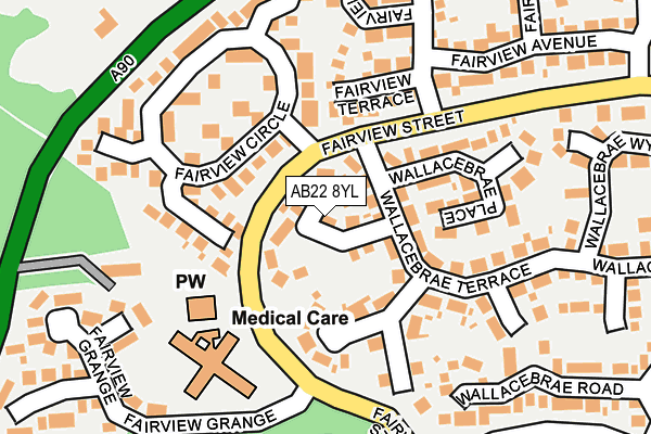 AB22 8YL map - OS OpenMap – Local (Ordnance Survey)
