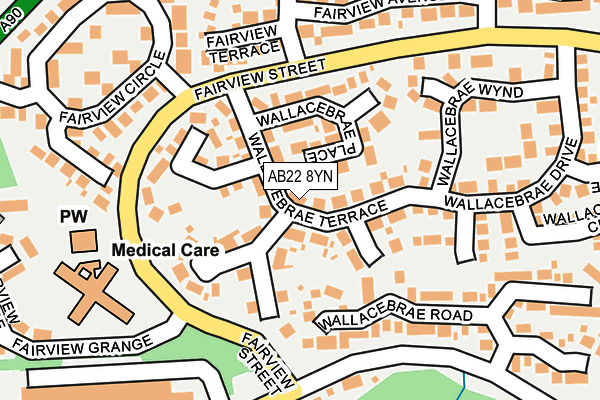 AB22 8YN map - OS OpenMap – Local (Ordnance Survey)