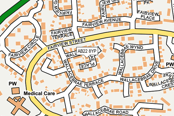 AB22 8YP map - OS OpenMap – Local (Ordnance Survey)