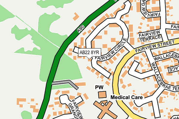 AB22 8YR map - OS OpenMap – Local (Ordnance Survey)