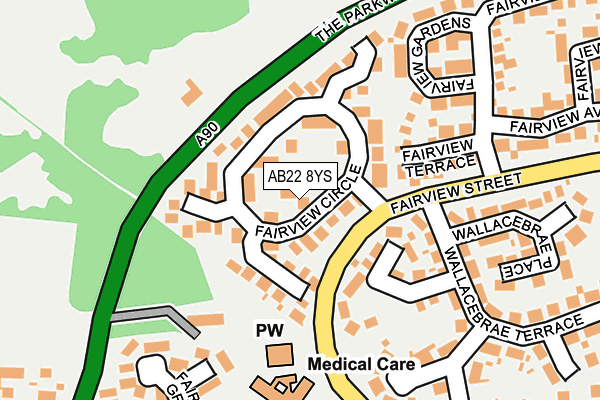 AB22 8YS map - OS OpenMap – Local (Ordnance Survey)