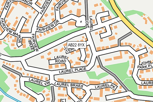 AB22 8YX map - OS OpenMap – Local (Ordnance Survey)