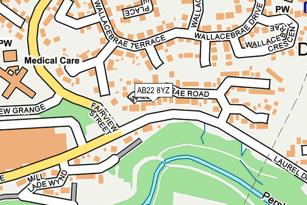 AB22 8YZ map - OS OpenMap – Local (Ordnance Survey)