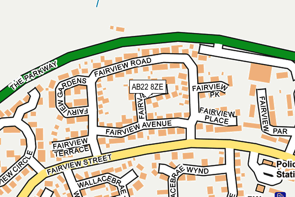 AB22 8ZE map - OS OpenMap – Local (Ordnance Survey)