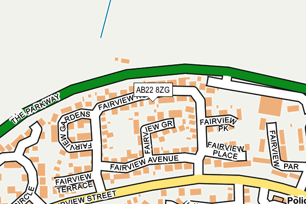 AB22 8ZG map - OS OpenMap – Local (Ordnance Survey)