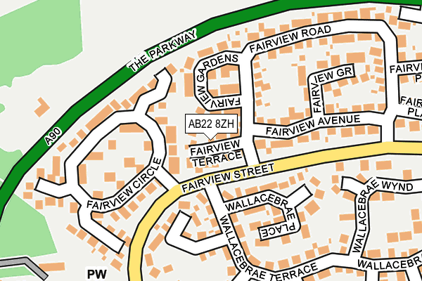AB22 8ZH map - OS OpenMap – Local (Ordnance Survey)
