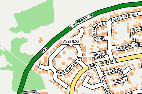 AB22 8ZQ map - OS OpenMap – Local (Ordnance Survey)