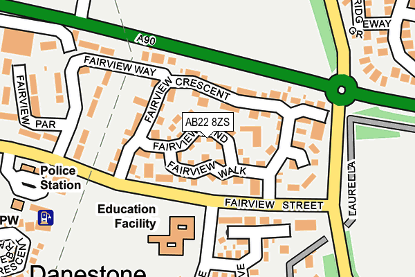 AB22 8ZS map - OS OpenMap – Local (Ordnance Survey)