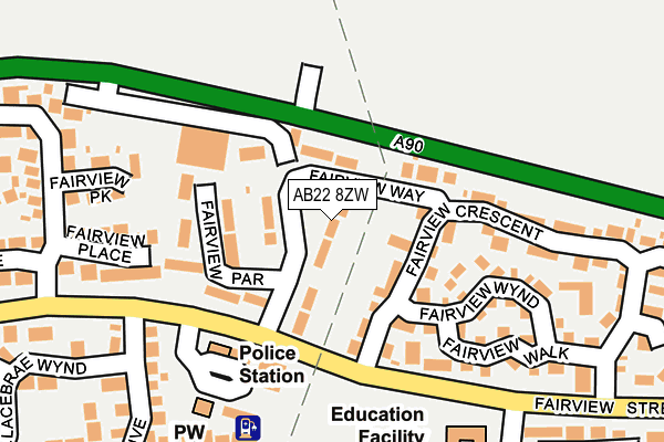 AB22 8ZW map - OS OpenMap – Local (Ordnance Survey)