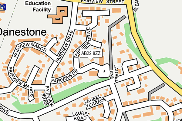 AB22 8ZZ map - OS OpenMap – Local (Ordnance Survey)