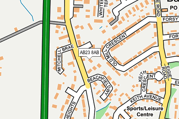 AB23 8AB map - OS OpenMap – Local (Ordnance Survey)