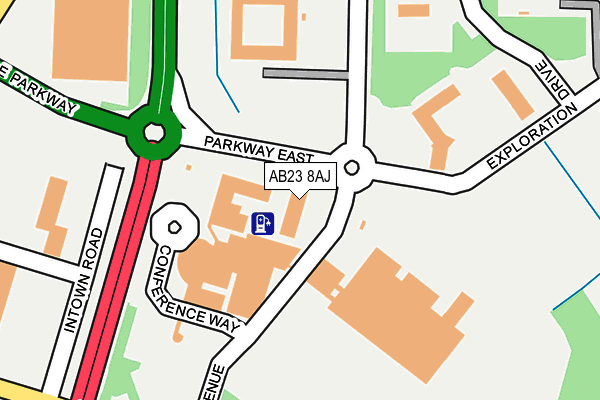 AB23 8AJ map - OS OpenMap – Local (Ordnance Survey)