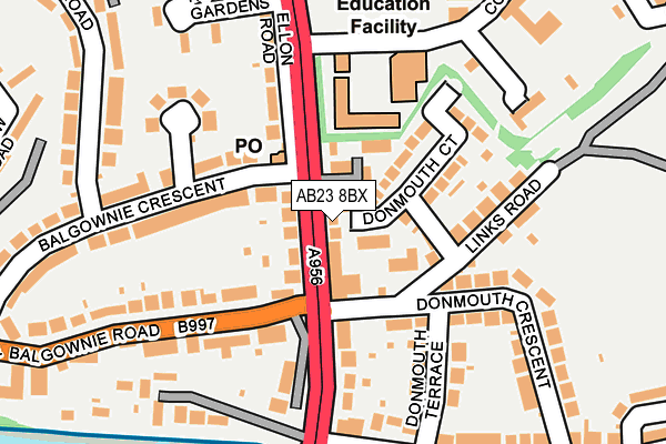 AB23 8BX map - OS OpenMap – Local (Ordnance Survey)