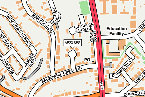 AB23 8ES map - OS OpenMap – Local (Ordnance Survey)