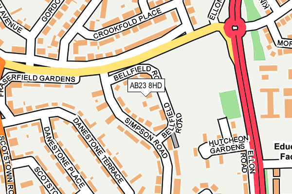 AB23 8HD map - OS OpenMap – Local (Ordnance Survey)
