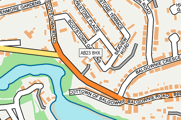 AB23 8HX map - OS OpenMap – Local (Ordnance Survey)