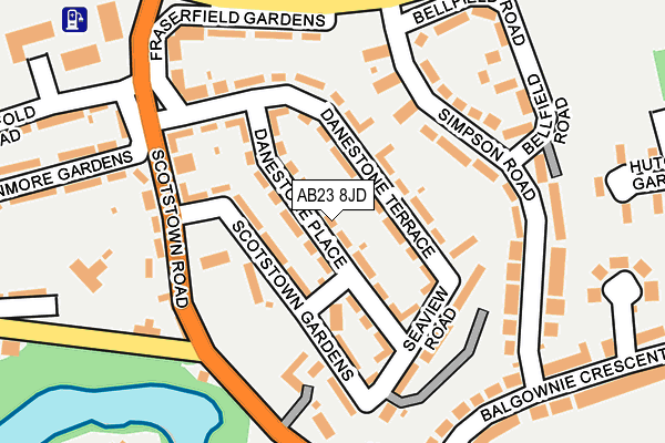 AB23 8JD map - OS OpenMap – Local (Ordnance Survey)