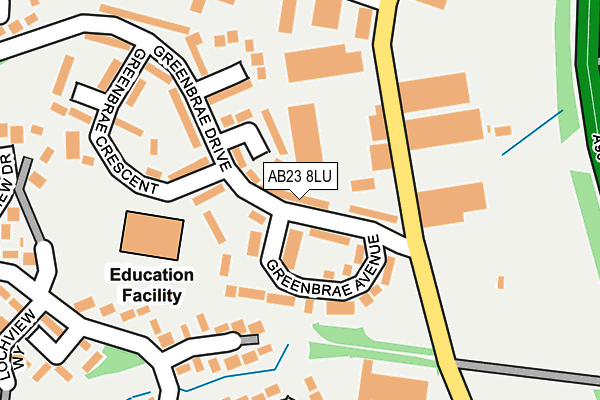 AB23 8LU map - OS OpenMap – Local (Ordnance Survey)