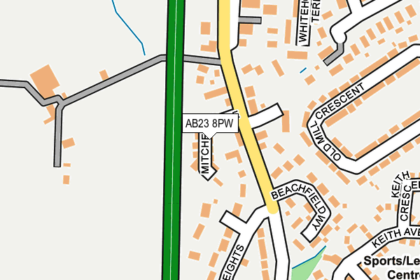 AB23 8PW map - OS OpenMap – Local (Ordnance Survey)