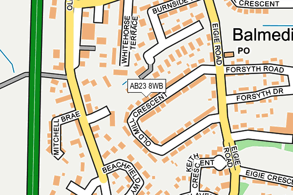 AB23 8WB map - OS OpenMap – Local (Ordnance Survey)