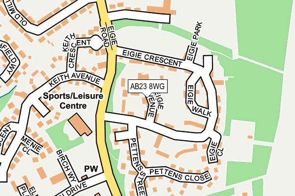 AB23 8WG map - OS OpenMap – Local (Ordnance Survey)