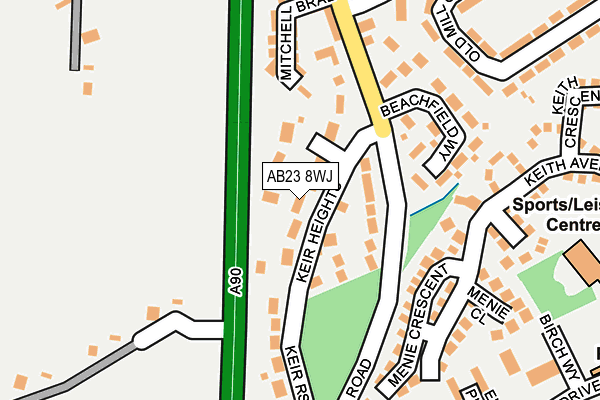 AB23 8WJ map - OS OpenMap – Local (Ordnance Survey)