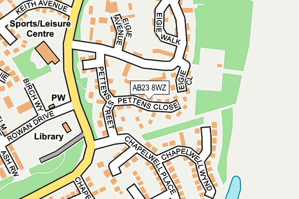 AB23 8WZ map - OS OpenMap – Local (Ordnance Survey)