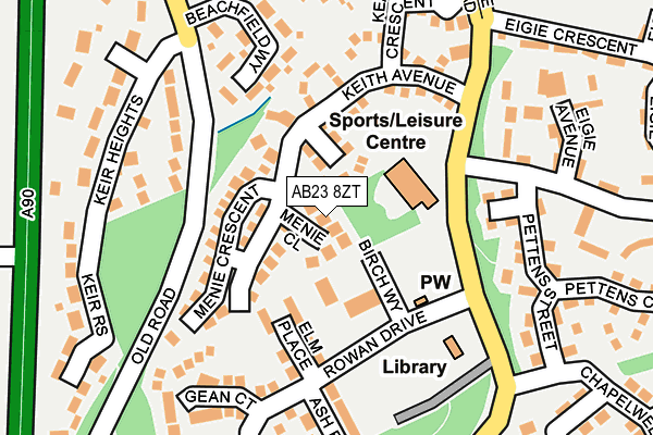 AB23 8ZT map - OS OpenMap – Local (Ordnance Survey)