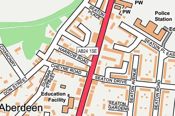 AB24 1SE map - OS OpenMap – Local (Ordnance Survey)