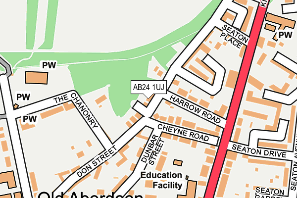 AB24 1UJ map - OS OpenMap – Local (Ordnance Survey)