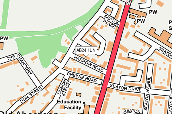 AB24 1UN map - OS OpenMap – Local (Ordnance Survey)