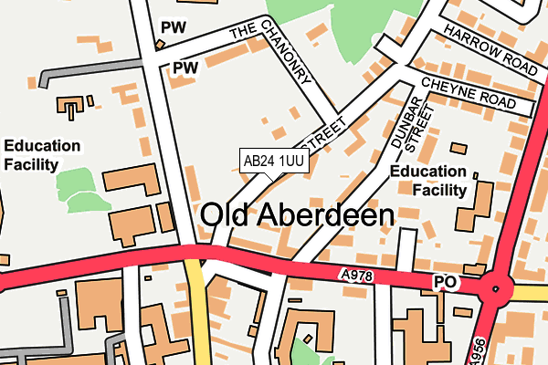 AB24 1UU map - OS OpenMap – Local (Ordnance Survey)